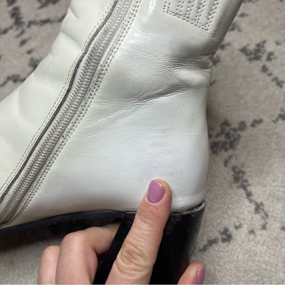 JEFFERY CAMPBELL Geist 70s Ice White Patent Leather Gogo Boots Booties - Picture 9 of 10